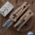 Reate EXO-U Gravity Knife, Razor Blade, Tan Aluminum Speedhole Pattern