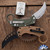 Reate EXO-K Gravity Karambit, Stonewashed N690, Ceramic Coated Green Aluminum, Tan Trainer