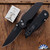 Protech TR-3 Integrity Thumbstud Manual, Black DLC Magnacut Blade, Relic Textured Black Handle, Blasted HW
