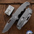 Demko Knives MG AD20 FG Shark-Lock, Stonewash Clip Point Blade, Smooth Finger Grooved Titanium Handles