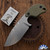Blackside Customs/Strider Design SLCC, Stonewashed Titanium Drop Point Blade,  OD Green G10 Handles