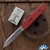 Chuck Gedraitis Switch Army Auto, Satin Traditional Blade, Red Diamond Pattern Aluminum Scales