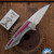 Koenig Knives Mini Goblin Flipper Brightwashed M390 W/Polished Flats, Titanium W/ Cherry Twill Inlay