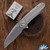 Skiff Made Blades Asylum #165, Stonewashed S45VN Blade, Milled Titanium Scales, Titanium Hardware