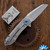 Skiff Made Blades Asylum #168, Stonewashed S45VN Blade, Milled Titanium Scales, Royal Blue Anodized Ti Hardware