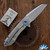 Skiff Made Blades Asylum #169, Stonewashed S45VN Blade, Milled Titanium Scales, Royal Blue Anodized Ti Hardware