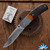 Richard S. Wright Bolster Release Auto 3V Drop Point Blade, Damascus V1 Bolster, Jigged Bone Scale Handle