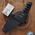 Aaron Bieber 302 Fixed Blade, Dark Rain Magnacut Wharncliffe Blade, Black Rayskin Liner, Black Cord Wrapped