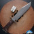 Iron Lion Blades Bowie Fighter, Stonewashed 8670 Bowie Style Blade, Stacked Leather Handle W/Brown Leather Sheath