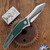 Hawk Knives Talon Marfione Hand Ground Mirror Polish M390 Blade, Vintage Green Paper Micarta Handle Scales
