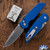 Protech TR-3 Integrity Double Thumbstud Manual BST26.INT.1, Stonewashed Magnacut Blade, Blue Relic Textured Handle, Mosaic Pin Button
