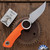 Dan Dugdale Custom Finger Hole Fixed Blade, Hand Rubbed Satin D2 Skinner, Orange G10 Handle, Orange Kydex Sheath