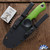 Dan Dugdale Custom Finger Hole Fixed Blade, Hand Rubbed Satin D2 Skinner, Green G10 Handle, Lime Green Kydex Sheath