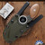 Dan Dugdale Custom Finger Hole Derringer Fixed Blade, Hand Rubbed Satin D2 Drop Point Blade, Brown G10 Handle,  OD Green Kydex Sheath