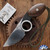 Dan Dugdale Custom Finger Hole Derringer Fixed Blade, Hand Rubbed Satin D2 Drop Point Blade, Brown Micarta Handle,  Jungle Digi Cam Kydex Sheath