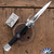 BURN Custom Trapdoor D/A OTF, Nosferatu Day Walker, 154cm Bayonet Blade, Bat And Skull Engraved Polished Bolsters, Black Micarta Scales, Gothic Window On Back With Black Pearl Inlay