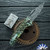 John Gray Left Hand Slitter V2, Dark Rain Magnacut Blade, Green Chain-link Pattern Titanium Handle And Green Clip, Blurple HW