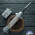 BURN Custom OTF 9" Italian, 416 Stainless Steel Chassis With White Tail Deer Antler Scales And Hand Carved Bone Skull Inlay, Ladder Pattern Damascus Bayonet Blade