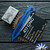 417CNC Acer #44, CMP154 Blade,  Blue Titanium Handle, Lightning Finish Hardware And Clip