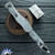 Heretic Knives Custom Hydra V.4, Mirror Polish Recurve Blade, Stainless Chassis W/ MOP Inlaid Button Cover, Button, Charging Handle And Plate