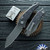 Hawk Knives Talon, Tumbled M390 Blade, Tumbled Handles W/R1-TC Purple Handle Scales
