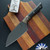Microtech Kitchen 4.2" Santoku Knife 3300B-1DLCCFS, Black DLC Blade, Bronze Ano Titanium Bolster W/Carbon Fiber Handles