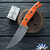 Microtech Akris 95-10EM-2, Stonewashed M390MK Blade, Ember G10 Handle Scales, Custom Leather Sheath