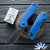 Grissom Knife and Tool - Baby Zeus, Dark Stonewashed Tanto 14C28N Blade, Blue G10 Handle