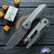 Pro-Tech 2026 Synapse 2 Custom 002, Chad Nichols Raindrop Damascus, 2 Tone Blasted/ Tumbled Herringbone Textured 17-4 Steel Handle, Black Lip Pearl Button