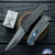 Protech / Walter Brend Collab 2026 Brend Classic Custom 001, Mike Irie Hand Ground Line-Satin 154CM Blade, Blasted/ Tumbled 17-4 Steel Textured Handle, Black Lip Pearl Button W/ Blue Titanium Clip