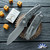 Hawk Knives Talon, Tumbled M390 Blade, Tumbled Handles W/TechnoCarbo Bronze Handle Scales