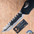 Heretic Knives Giant Hydra 3X Tanto M390 Stonewash Blade, Black Handle, Flamed Accents SN008