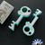 Copper Shed Metal Works "Skull Key" Bottle Opener, 2-Tone Tiffany Blue & Silver Finished Aluminum