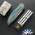 Shirogorov Knives Neon Lite, Stonewashed Elmax Blade, Stonewashed Titanium Handles W/ Blue Micarta Inlay, MRBS