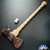 Berchtold Design Skull Swamper Double Headed Axe, CNC Skull Pattern Ash Wood Handle, Unmarked 3.5IB Double Bit Head W/ Forced Patina, And Custom Skull Embossed Leather Sheath