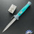 BURN Custom Trapdoor D/A OTF, Hand Rubbed Satin 154cm Bayonet Blade, Ice Blue Anodized Bolsters, Aqua Giraffe Bone Handle Scales