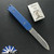 Chuck Gedraitis Scale Release Auto, Traditional Blade, Blue Diamond Pattern Aluminum Scales