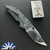Hypercut Manufacturing Dharma Manual, Mike Norris Crocskin Damascus Blade, Blue Camo Quartz Handle, Mother Of Pearl Inlayed Button And Pivot