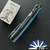 Hawk Knives Talon, Stonewashed DLC M390 Blade, Black DLC Titanium Frame W/Ocean Blue Glass Handle Scales