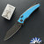 Hawk Knives Talon, Stonewashed DLC M390 Blade, Black DLC Titanium Frame W/Ocean Blue Glass Handle Scales
