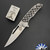 John Gray Slitter V2, Polished Satin Magnacut Harpoon Bowie Blade, Silver Chain-link Pattern Titanium Handle With Matching Clip And HW