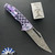 John Gray Slitter V2, Dark Rain Magnacut Harpoon Tanto Blade, Purple/ Blue Chain-link Pattern Titanium Handle With Matching Clip And Blurple HW