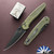 Protech/Peace Neighbor Designed Avalon, Manual - PN1103-BW Green, Black DLC Magnacut Blade, Battleworn Knurled Green Aluminum Handle W/Black HW