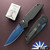 Protech TR-3 X1 SB, Sapphire Blue Blade, Black Fish Scale Handle With Abalone Button & Black HW