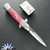 BURN Custom OTF 9" Italian, 154CM Hollow Ground Bayonet Blade With Red Abalone Inlays In Blade Flats, 416 Stainless Steel Chassis With Red/ White Giraffe Bone Scales
