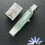 BURN Custom OTF 9" Italian, 154CM Hollow Ground Bayonet Blade With Green Abalone Inlays In Blade Flats, 416 Stainless Steel Chassis With Green/ White Giraffe Bone Scales