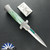 BURN Custom OTF 9" Italian, 154CM Hollow Ground Bayonet Blade With Green Abalone Inlays In Blade Flats, 416 Stainless Steel Chassis With Green/ White Giraffe Bone Scales