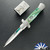 BURN Custom OTF 9" Italian, 154CM Hollow Ground Bayonet Blade With Green Abalone Inlays In Blade Flats, 416 Stainless Steel Chassis With Green/ White Giraffe Bone Scales