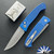 Protech / Walter Brend Classic Auto, Stonewashed Magnacut Blade, Blue Diamond Textured Handle, Blasted HW