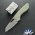 Sharknivco M11-29, Polished Stonewash RWL34 Blade, Distressed Moss Green Anodized Titanium Handles